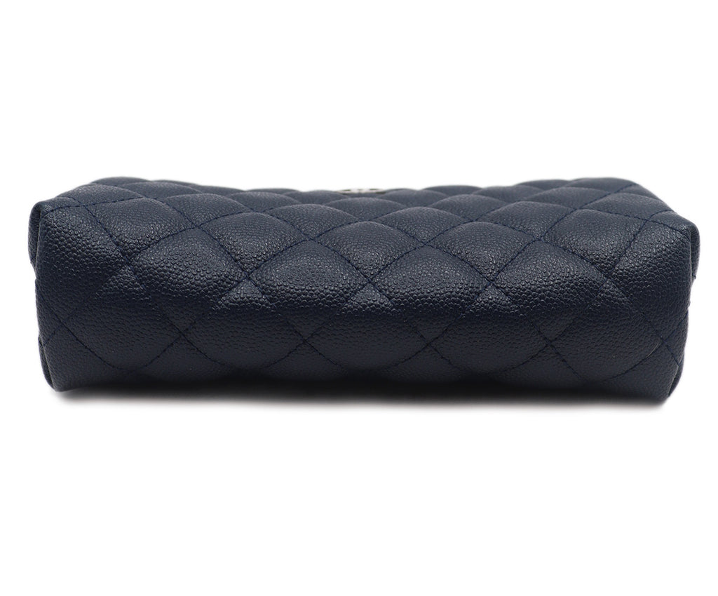 Chanel Navy Caviar Leather Cosmetic Pouch 3
