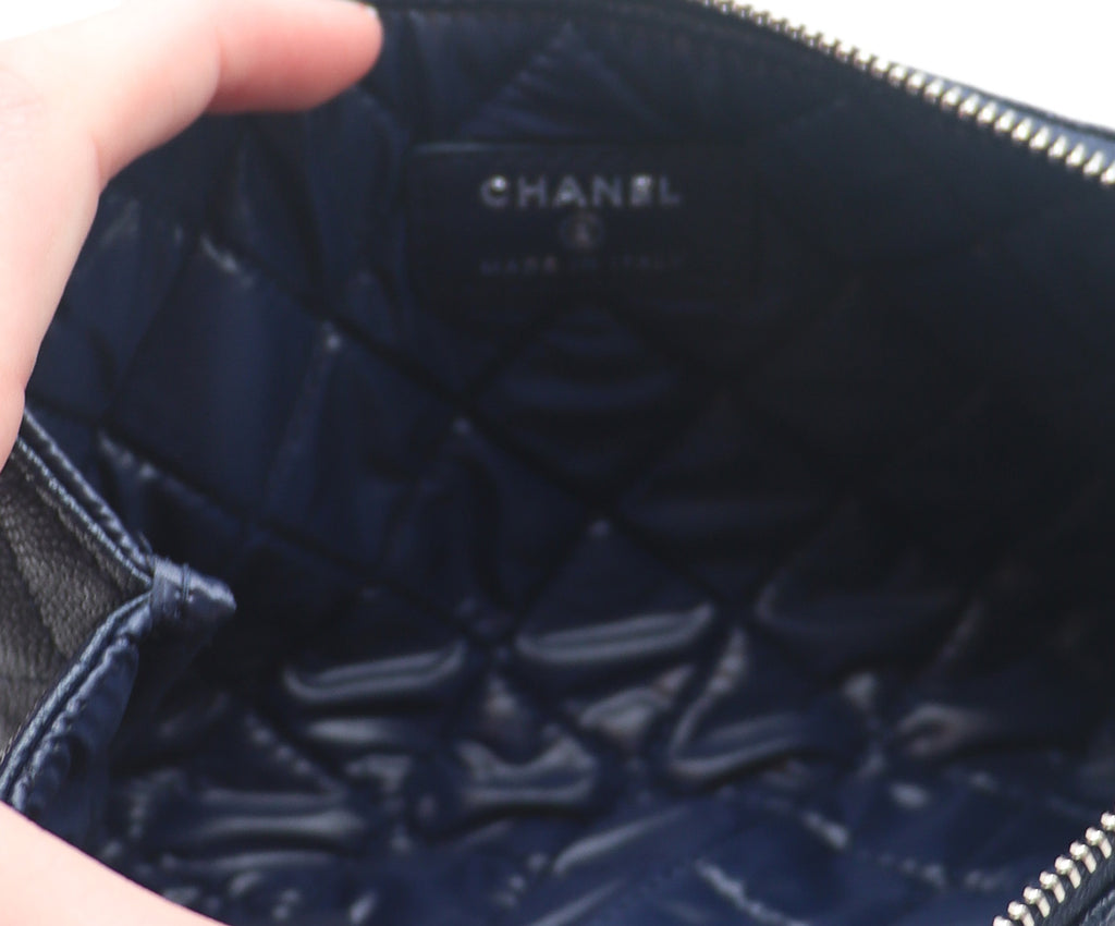Chanel Navy Caviar Leather Cosmetic Pouch 6
