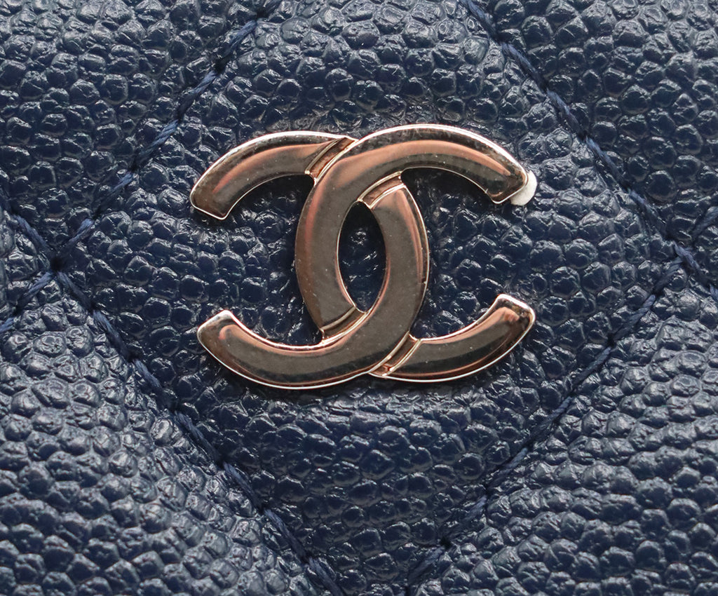 Chanel Navy Caviar Leather Cosmetic Pouch 11