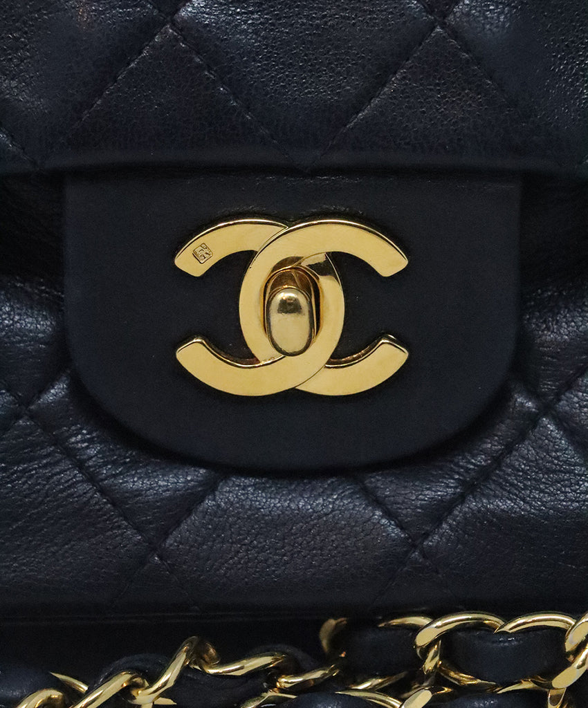 Chanel Vintage Navy Classic Medium Double Flap Bag 12
