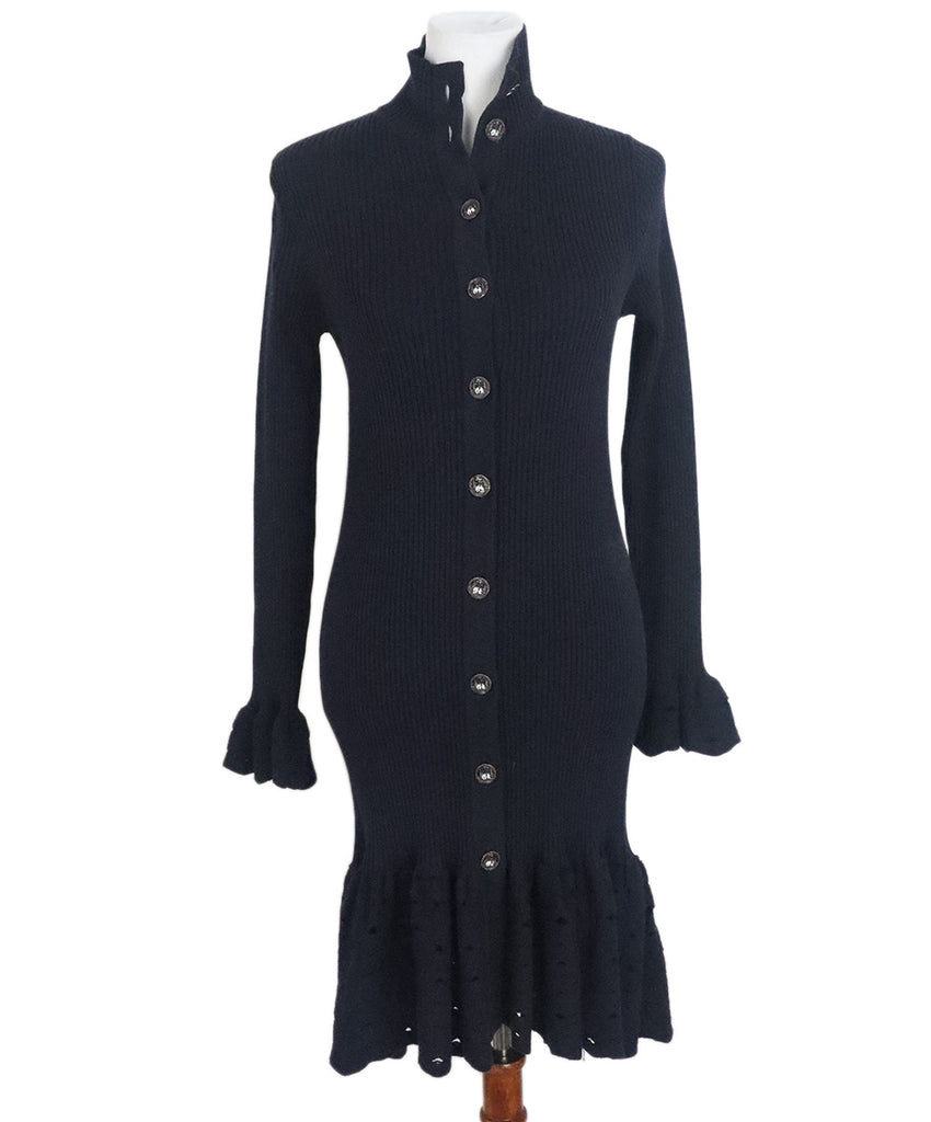Chanel Navy Wool Longsleeve Dress 