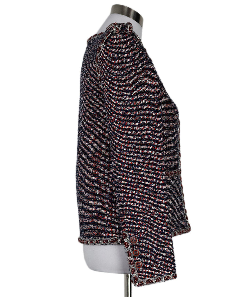 Chanel Navy Red & White Tweed Jacket 1