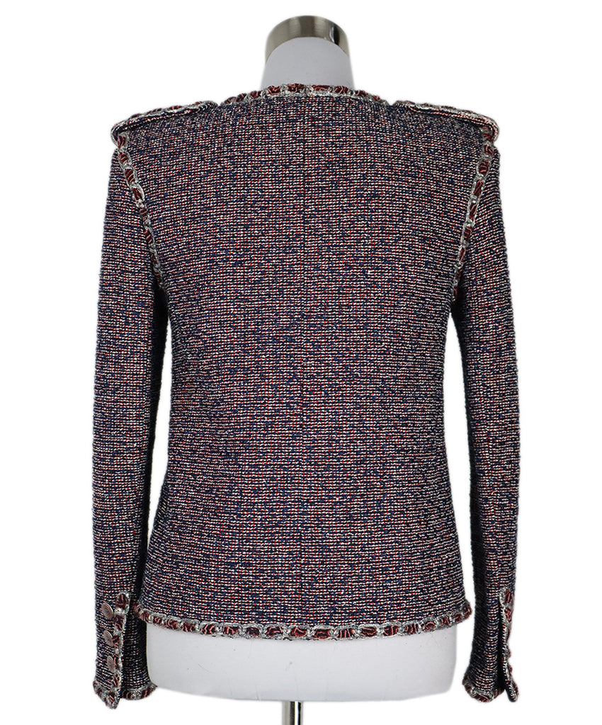 Chanel Navy Red & White Tweed Jacket 2