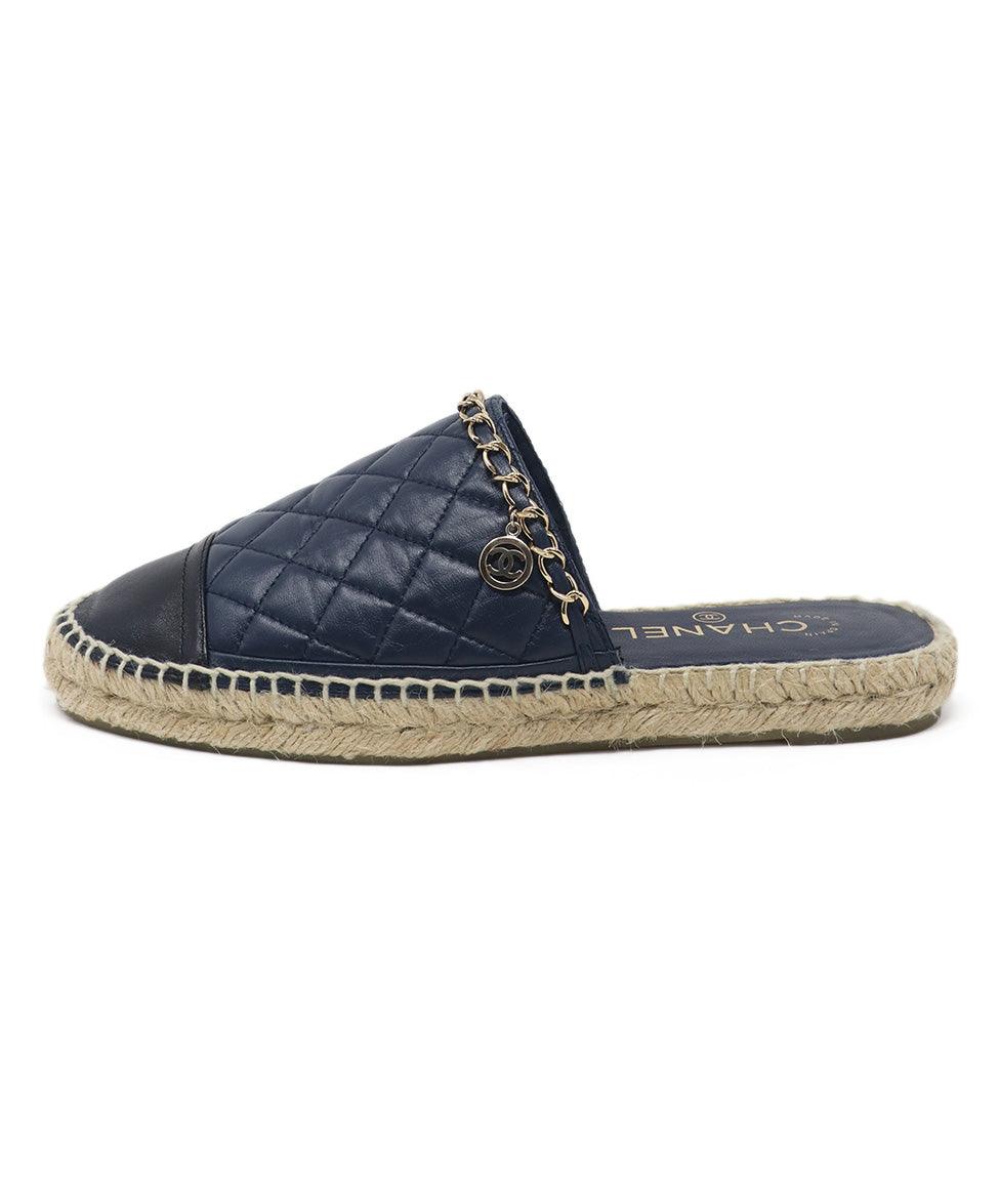 Chanel Navy Black Espadrille Slides sz 8 Michael s Consignment NYC