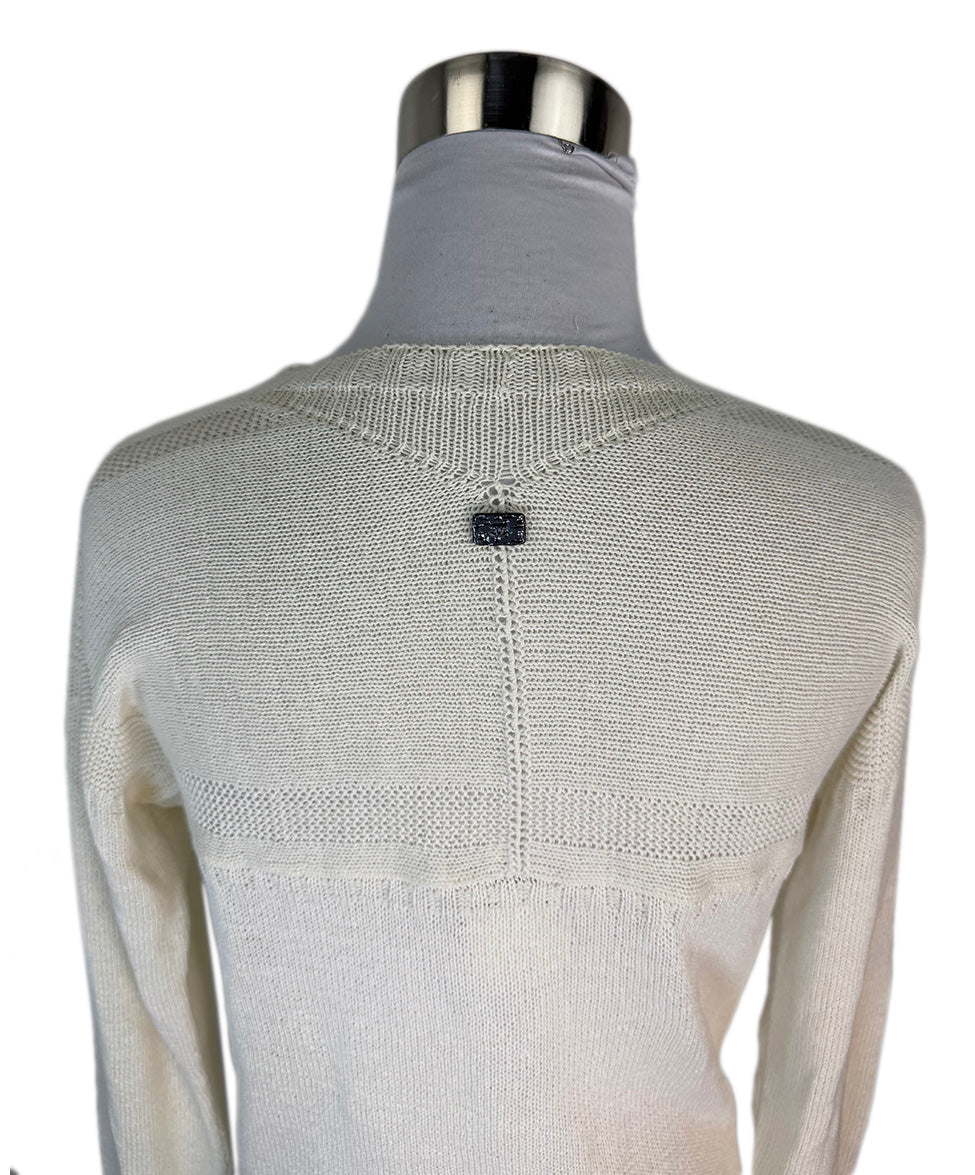 CHANEL Vネックセーター クリーム色 34 Chanel Cream Cotton Crewneck Sweater sz34 l Michael's Luxury