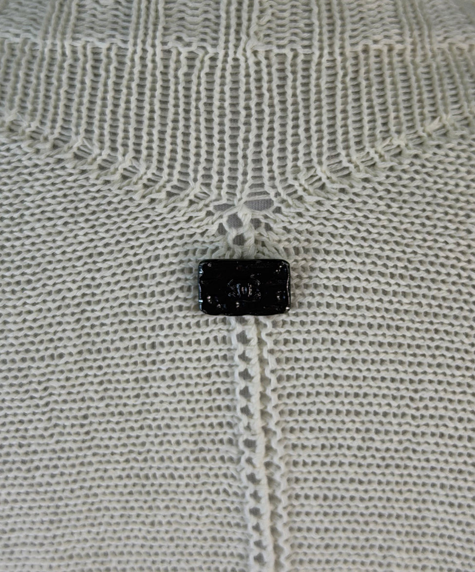 CHANEL Vネックセーター クリーム色 34 Chanel Cream Cotton Crewneck Sweater sz34 l Michael's Luxury
