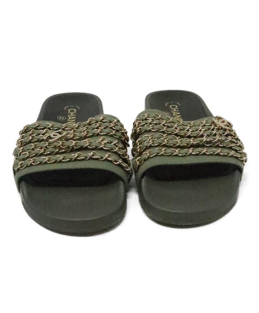 Chanel Olive & Gold Chain Sandals sz 7 - Michael's Consignment NYC