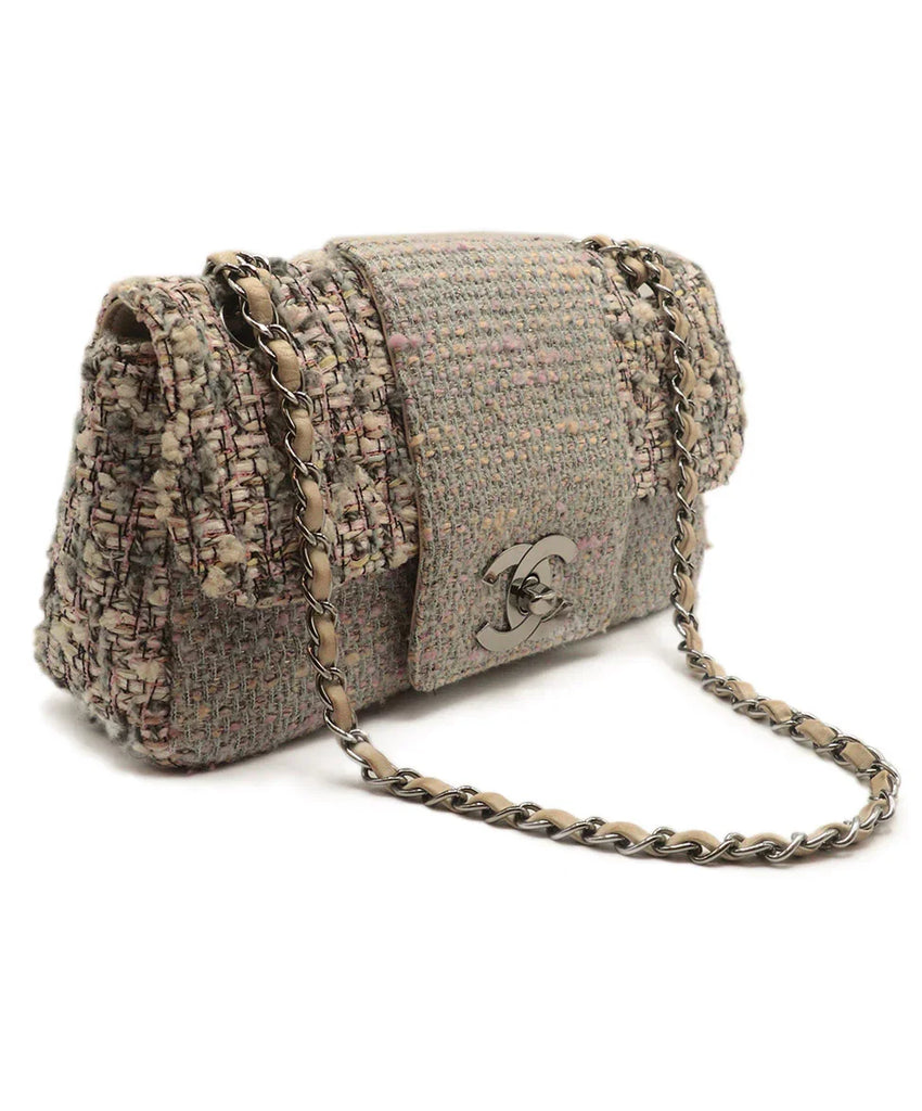 Chanel Pink & Grey Tweed Shoulder Bag - Michael's Consignment NYC