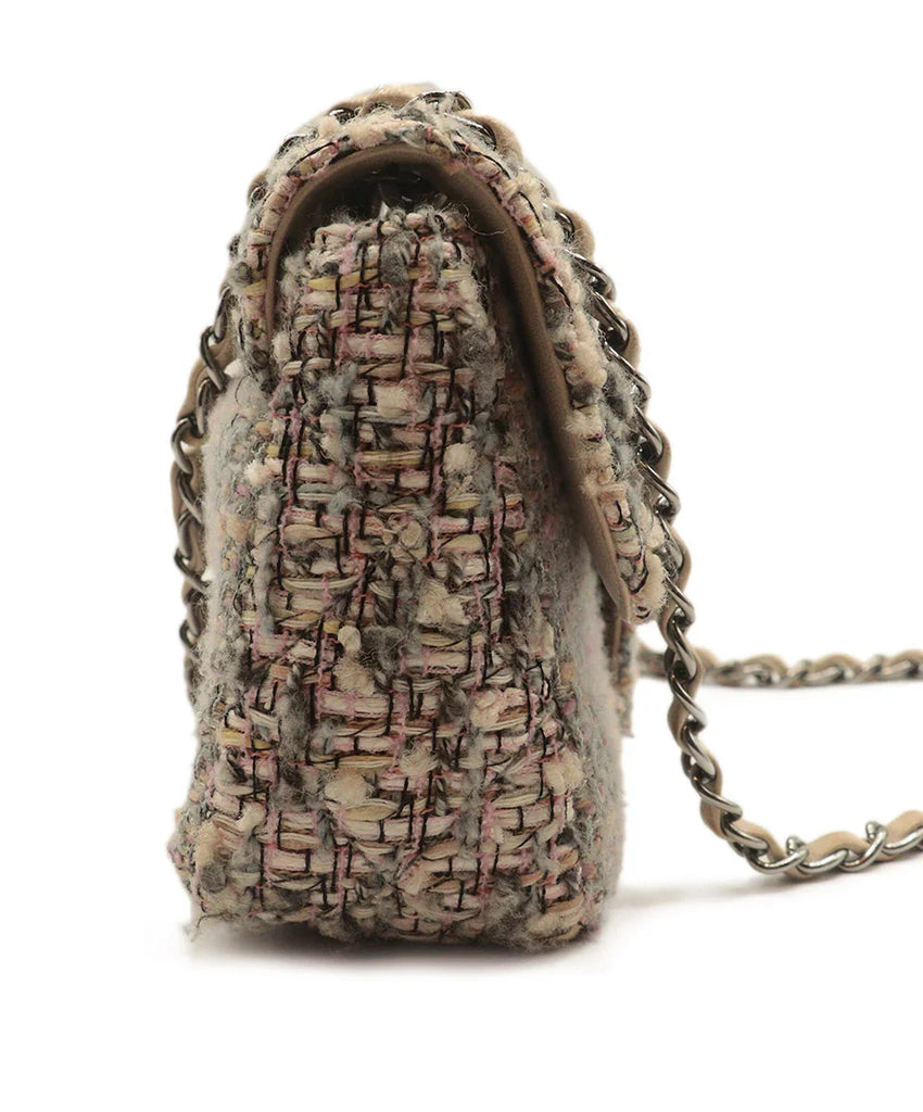 Chanel Pink & Grey Tweed Shoulder Bag - Michael's Consignment NYC