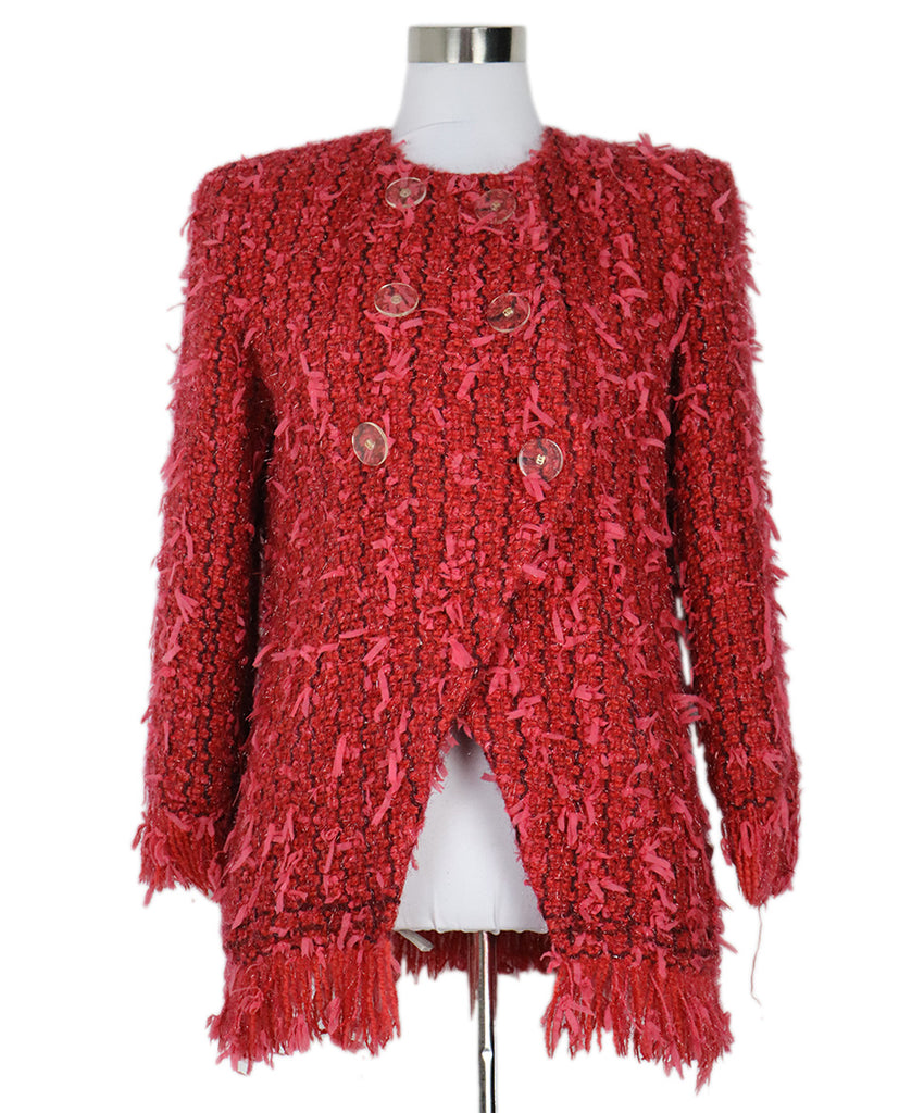 Chanel Fuchsia Tweed Fringe Blazer 