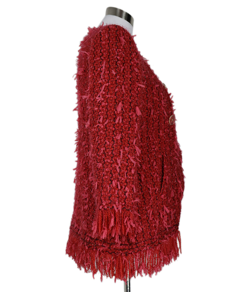Chanel Fuchsia Tweed Fringe Blazer 1