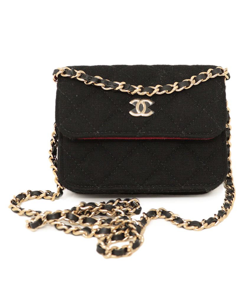 Chanel Black Quilted Jersey Mini Crossbody 