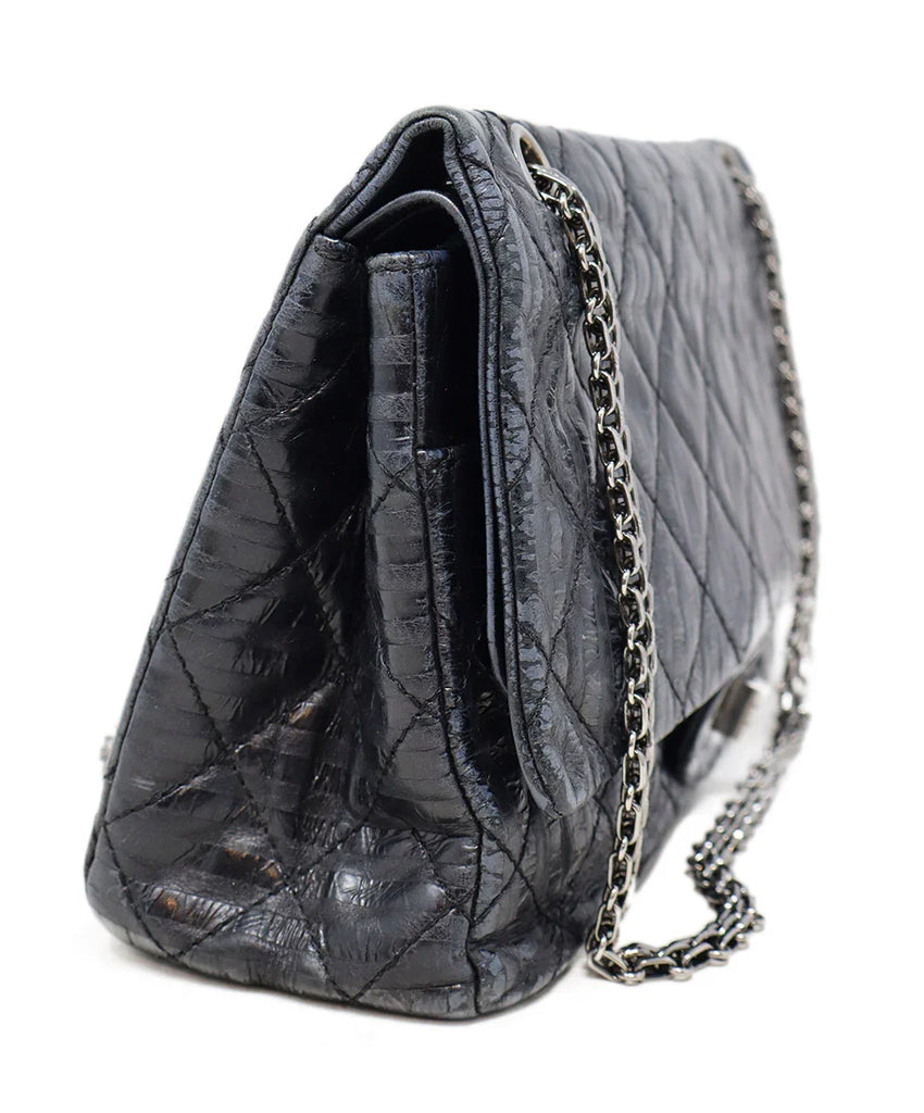 Chanel Grey Blue Striped Reissue Shoulder Bag - Michael's Consignment NYC