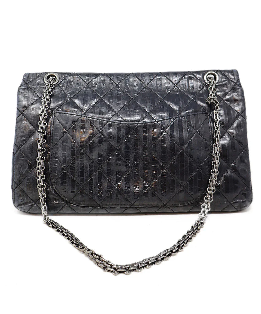 Chanel Grey Blue Striped Reissue Shoulder Bag - Michael's Consignment NYC