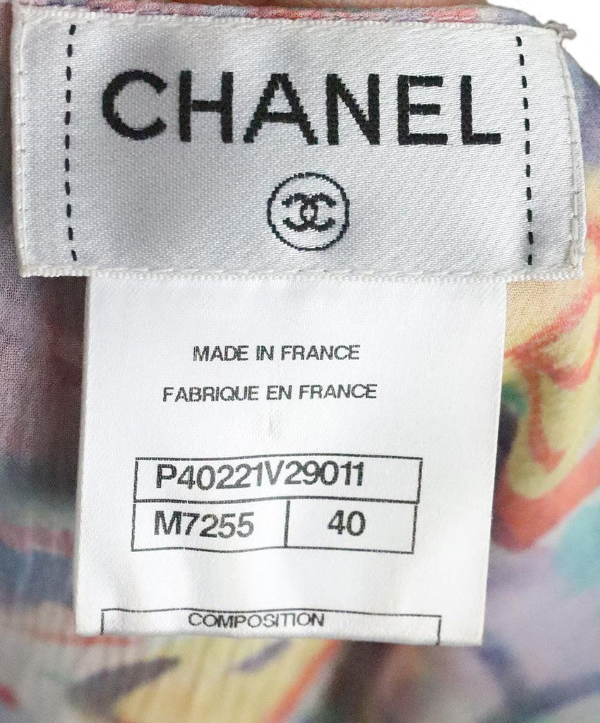Chanel Multicolor Print Silk Top sz 6 - Michael's Consignment NYC