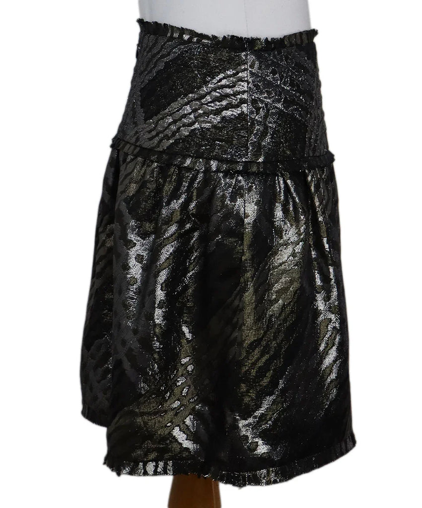 Chanel Metallic Pewter Silk Skirt sz 6 - Michael's Consignment NYC