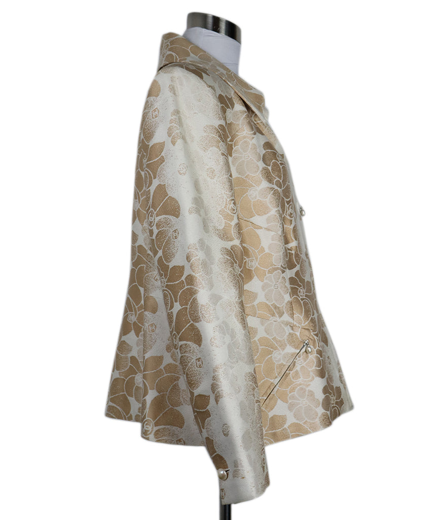 Chanel Tan & Ivory Silk Blazer 1