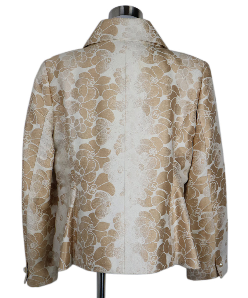 Chanel Tan & Ivory Silk Blazer 2