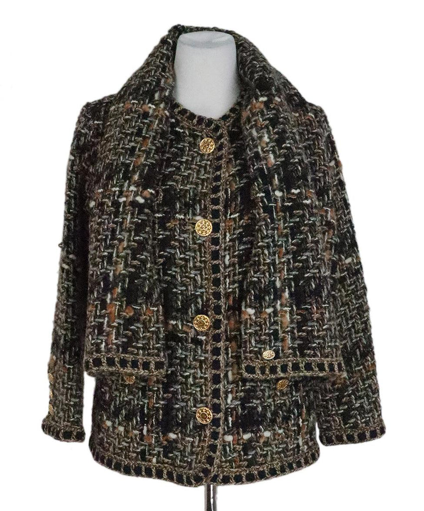 Chanel Taupe & Navy Tweed Jacket 