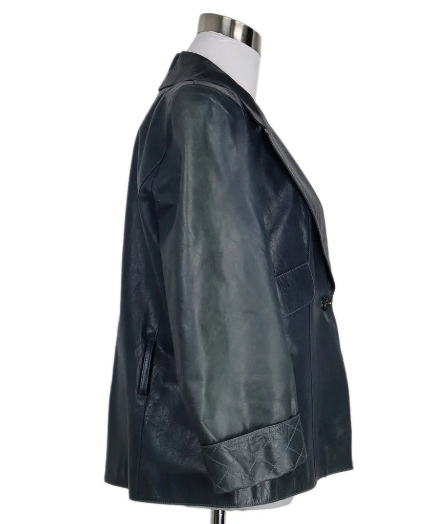 Chanel 2006 Teal Distressed Leather Jacket 1