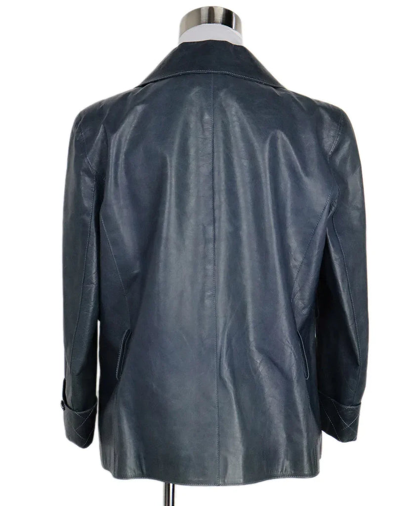 Chanel 2006 Teal Distressed Leather Jacket 2