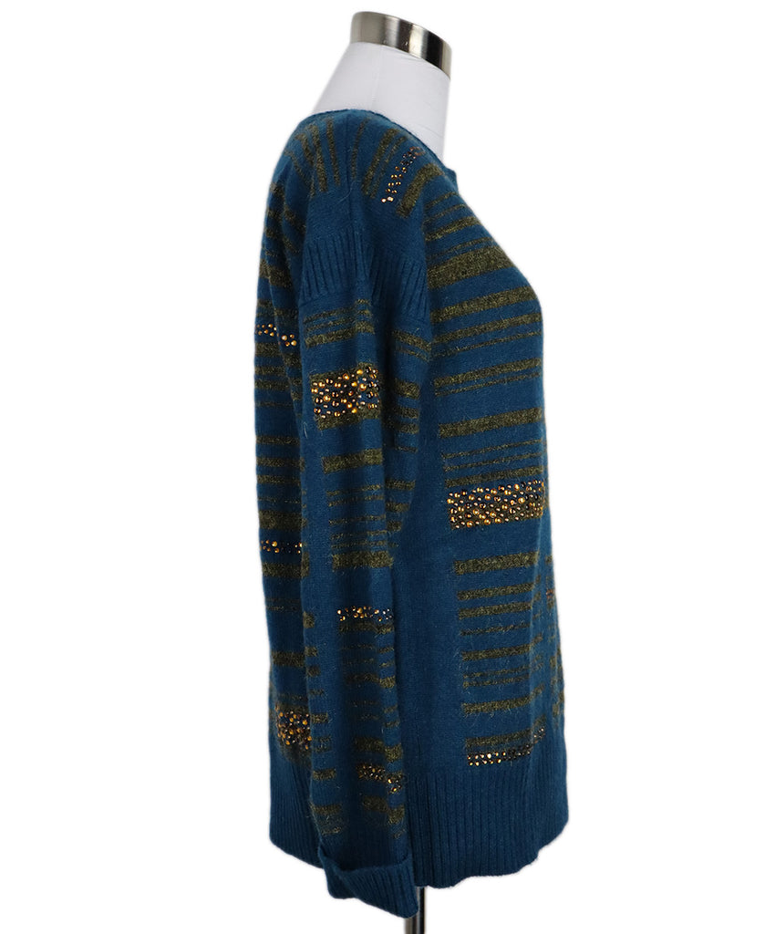 Chanel Teal & Green Beaded Cashmere Sweater 1