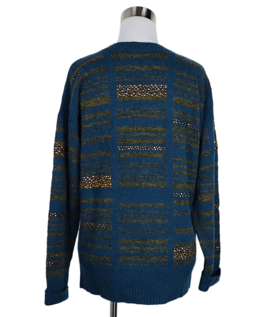 Chanel Teal & Green Beaded Cashmere Sweater 2