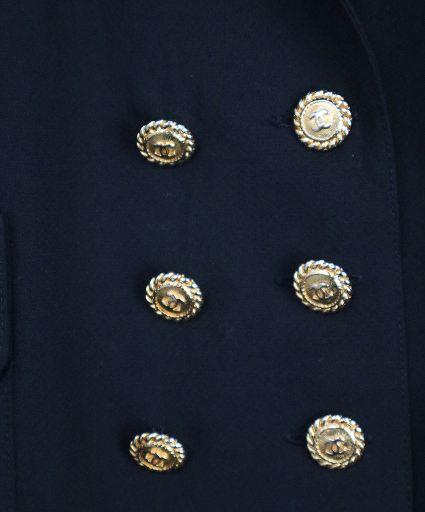 Chanel Vintage Black Scallop Collar Blazer 4