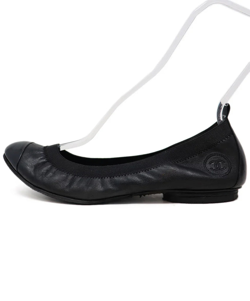 Chanel Vintage Black Leather Flats sz 10 - Michael's Consignment NYC