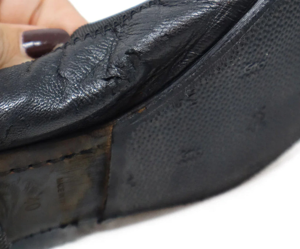 Chanel Vintage Black Leather Flats sz 10 - Michael's Consignment NYC