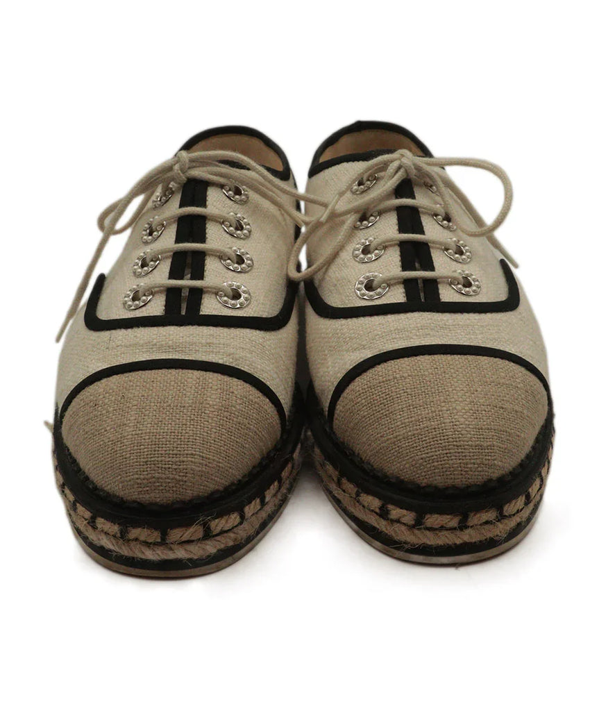 Chanel White & Black Linen Sneaker Espadrilles sz 7 - Michael's Consignment NYC
