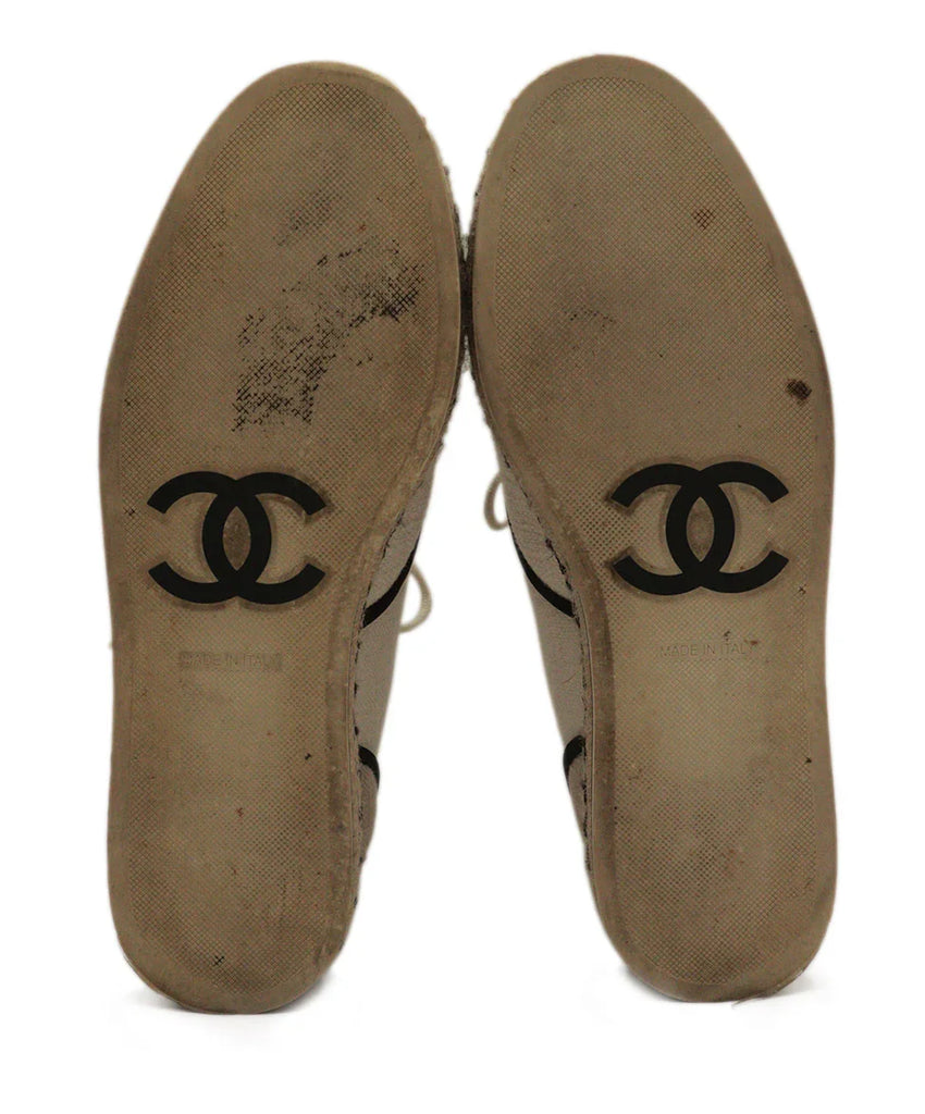 Chanel White & Black Linen Sneaker Espadrilles sz 7 - Michael's Consignment NYC