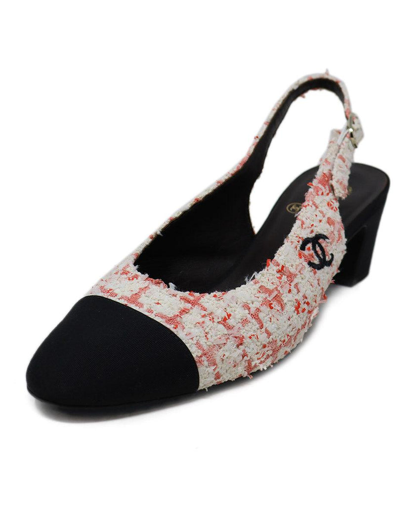Chanel Pink & White Tweed Slingbacks 