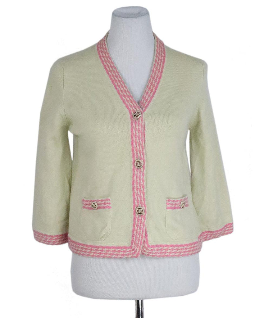 Chanel Yellow & Pink Cashmere Cardigan 
