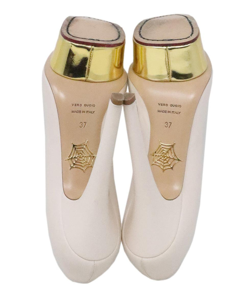 Charlotte Olympia Blush Leather Heels w/ Gold Platform sz 7 - Michael's Consignment NYC