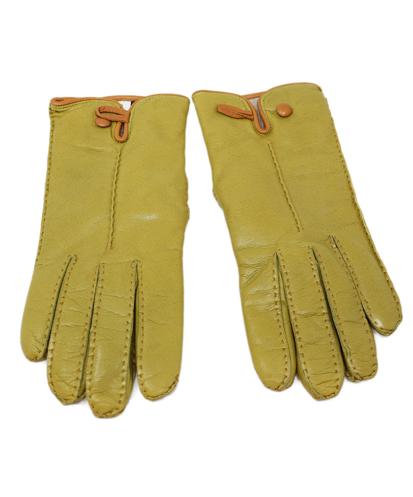 Chartreuse Green Leather Gloves 