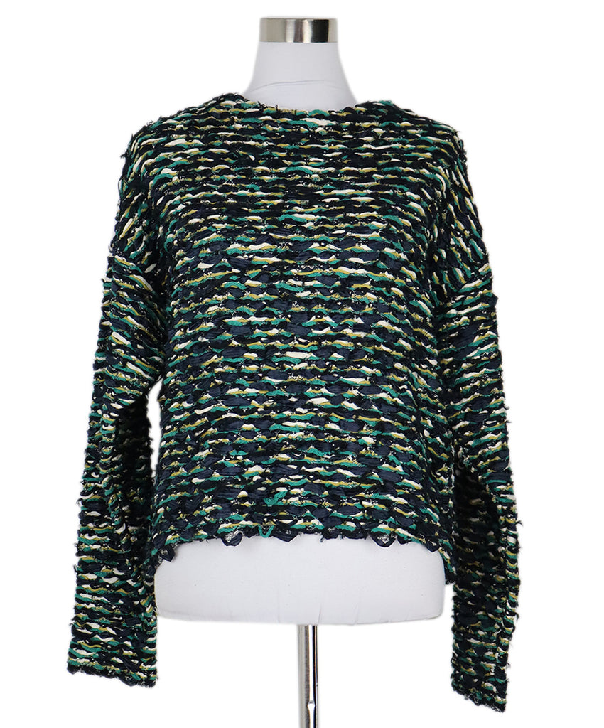 Chloe Blue Green & White Woven Sweater 