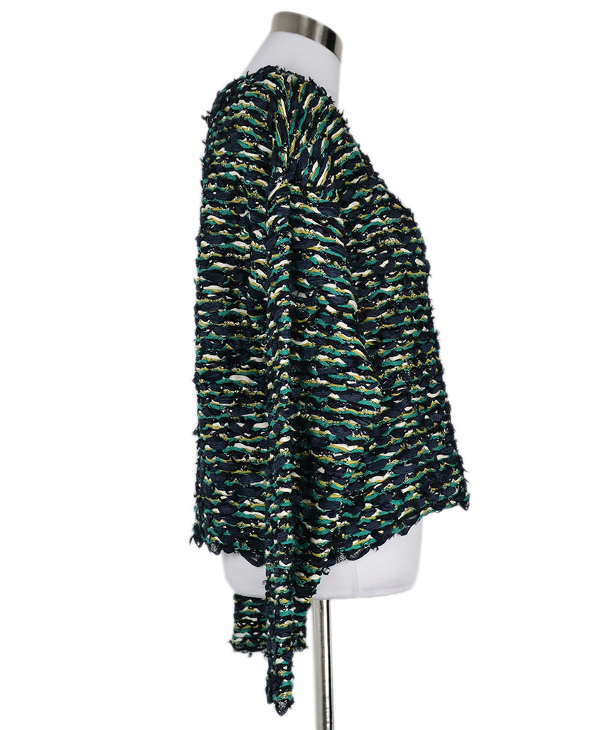 Chloe Blue Green & White Woven Sweater 1