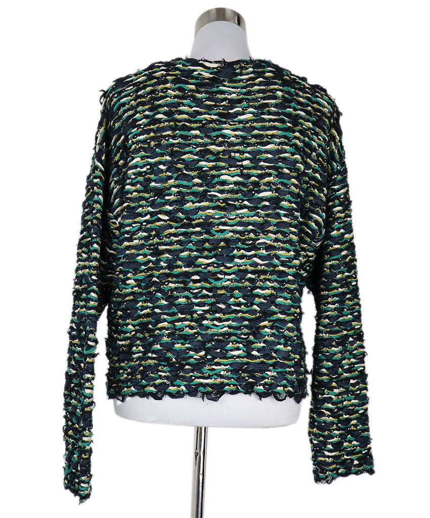 Chloe Blue Green & White Woven Sweater 2