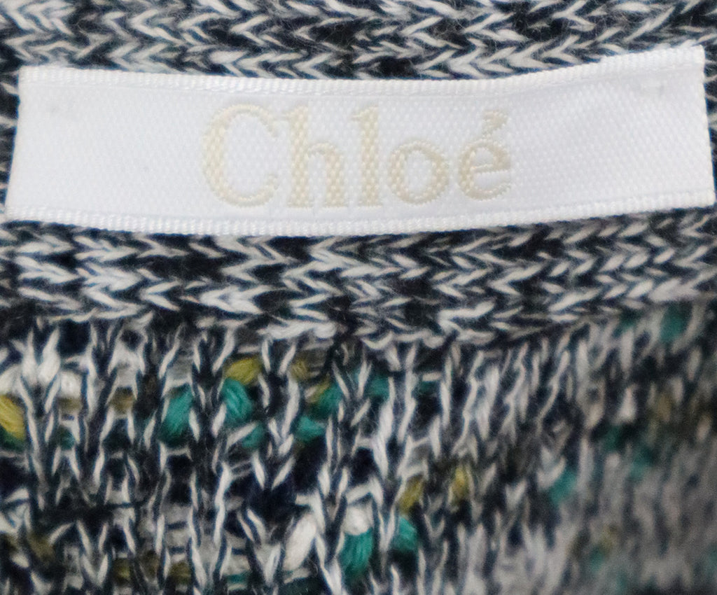 Chloe Blue Green & White Woven Sweater 3