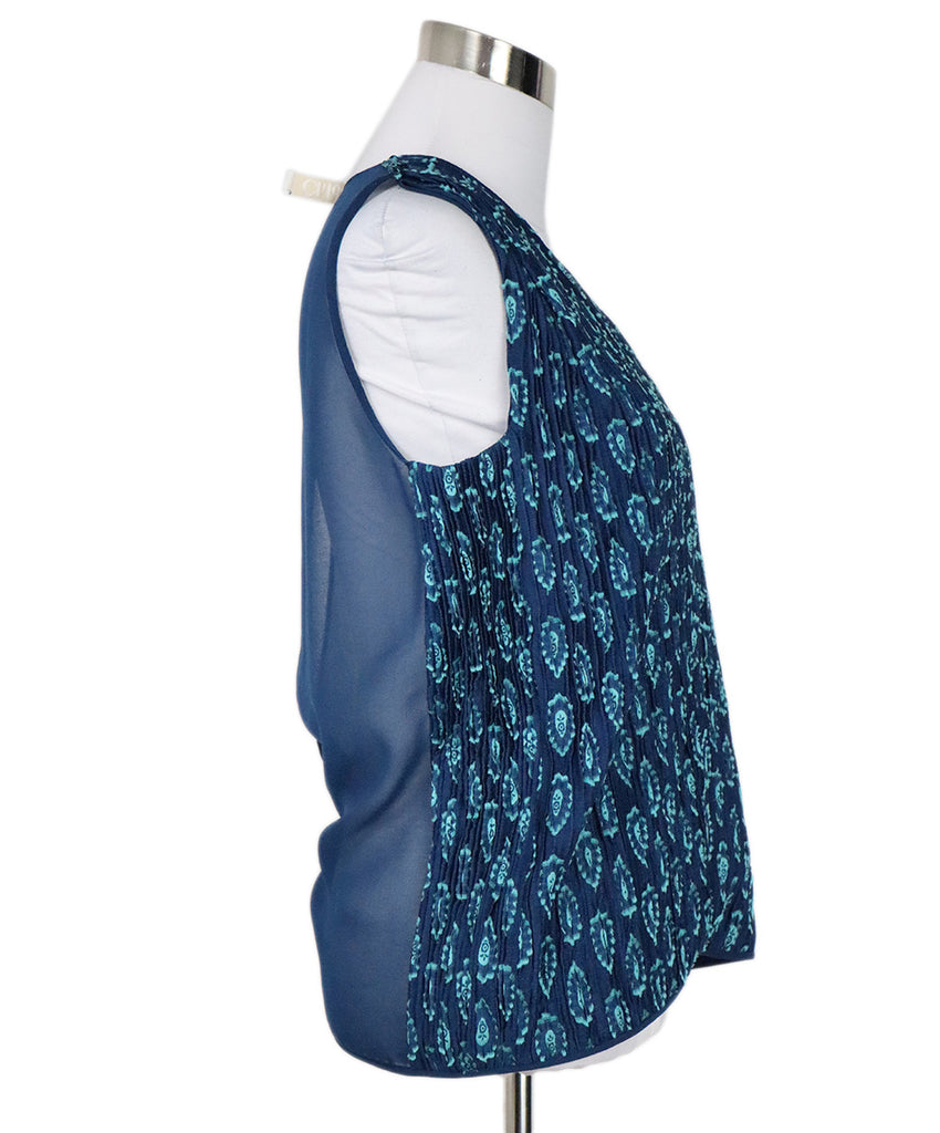 Chloe Blue & Green Silk Sleeveless Top 1