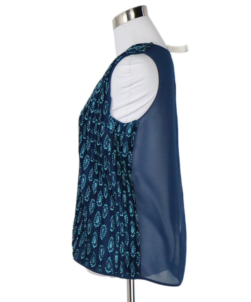 Chloe Blue & Green Silk Sleeveless Top 2