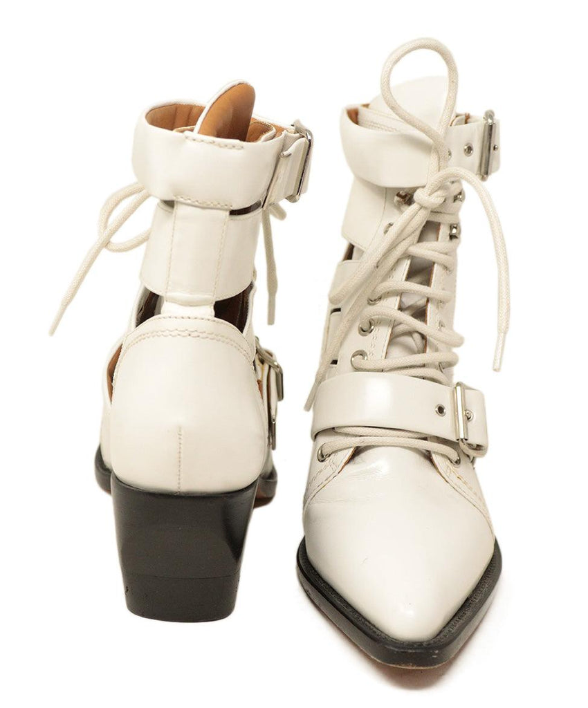 Chloe White Leather Lace Up Booties sz 7.5 - Michael's Consignment NYC