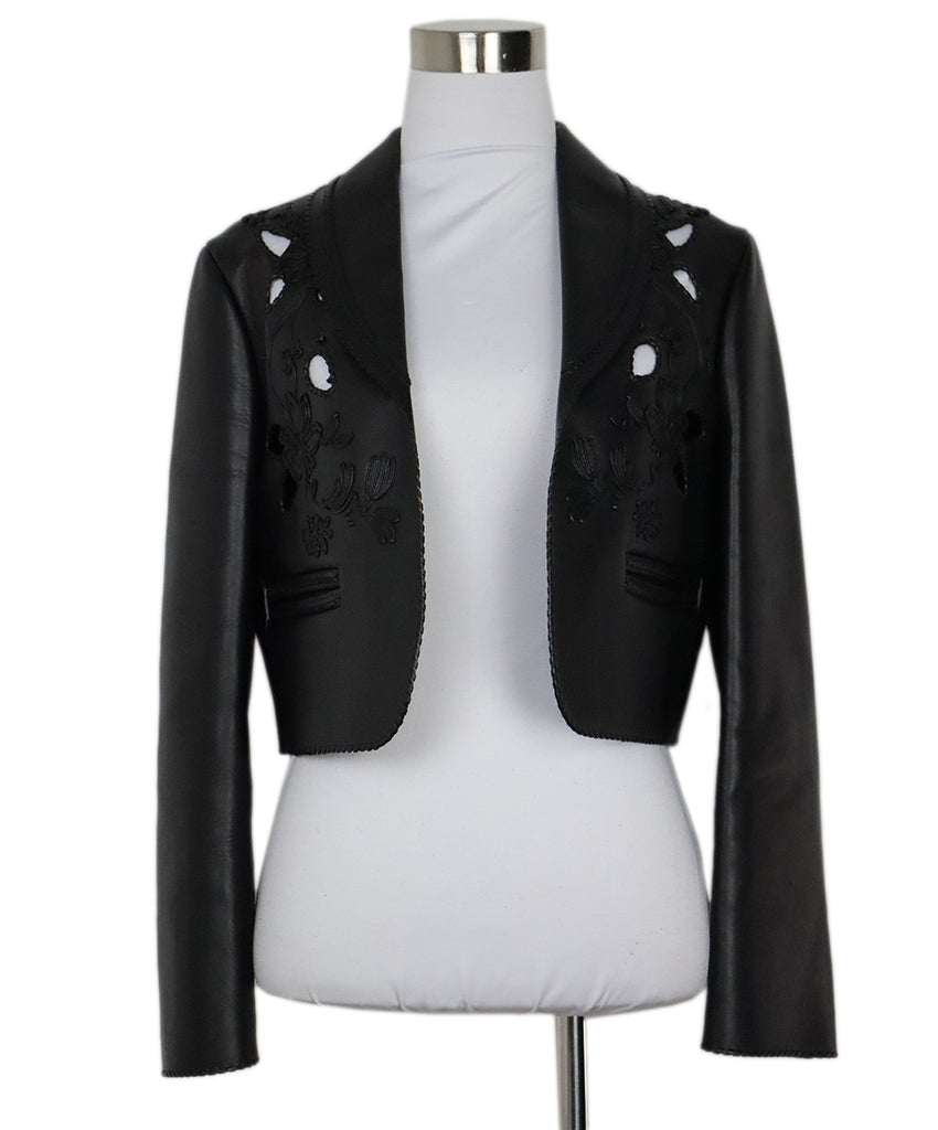 Christian Dior Black Cutwork Leather Jacket sz 0 - Michael's Consignment NYC