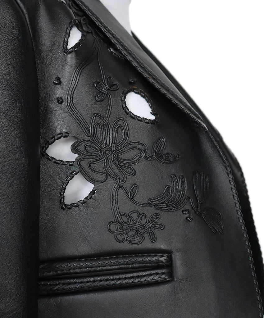 Christian Dior Black Cutwork Leather Jacket sz 0 - Michael's Consignment NYC
