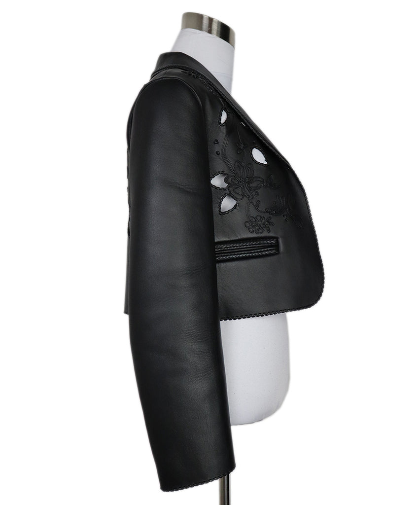 Christian Dior Black Cutwork Leather Jacket sz 0 - Michael's Consignment NYC