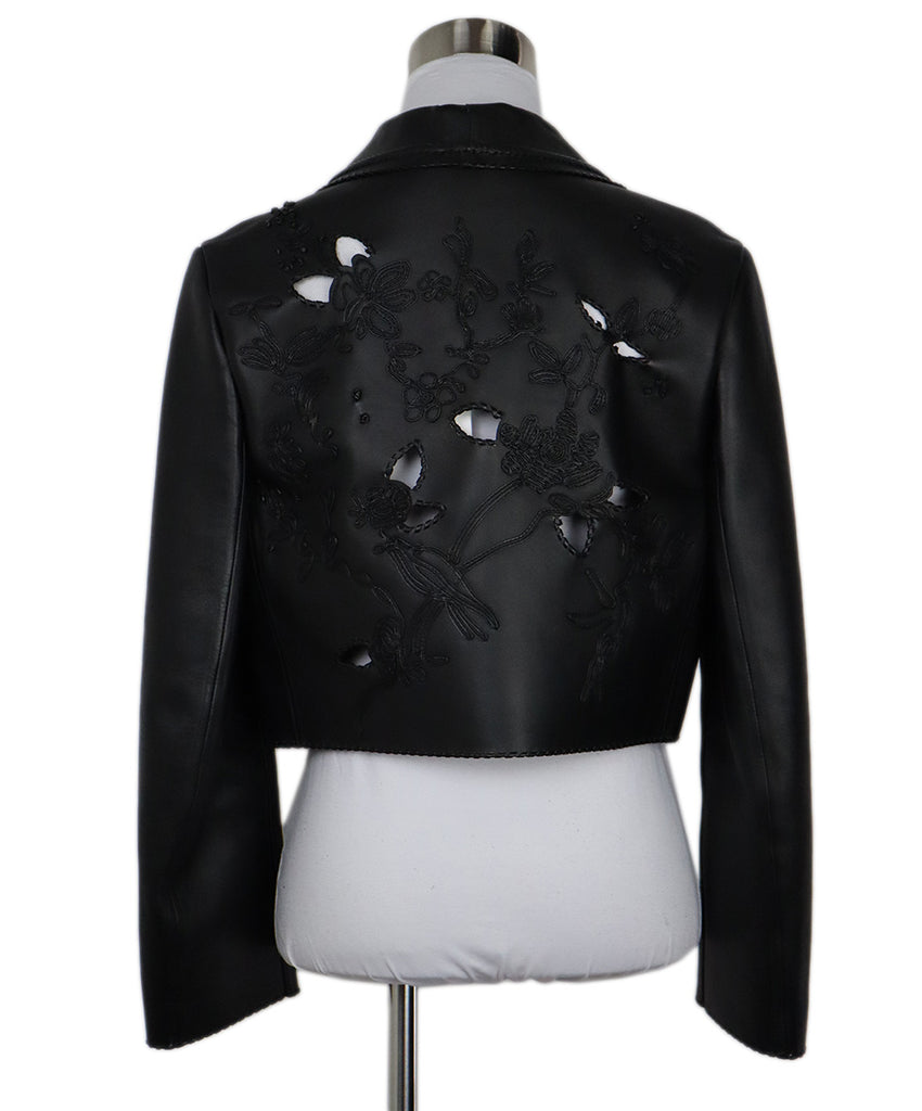 Christian Dior Black Cutwork Leather Jacket sz 0 - Michael's Consignment NYC