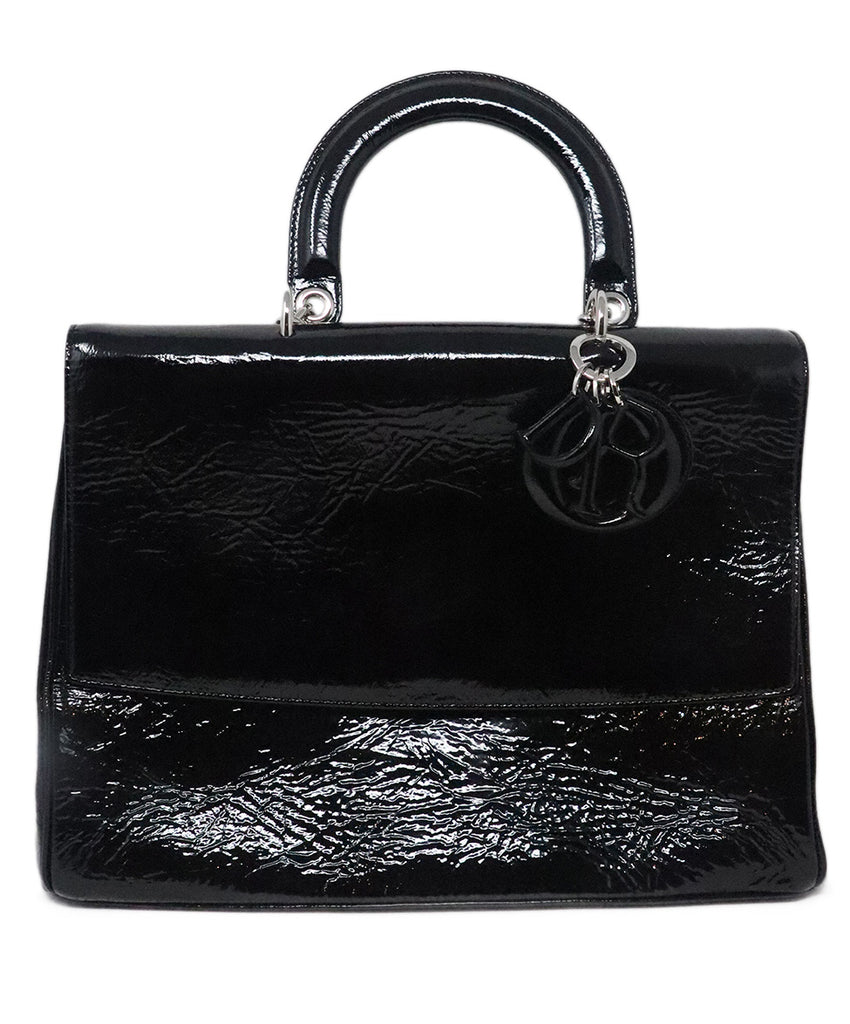 Christian Dior Black Patent Leather Satchel 