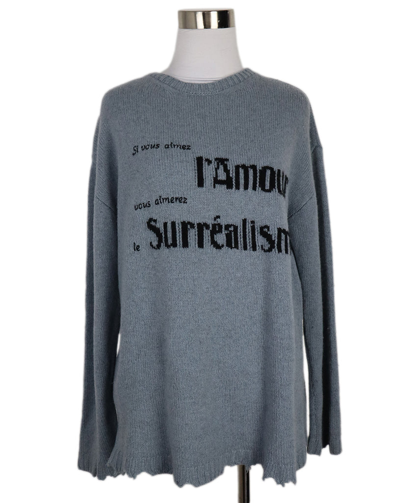 Christian Dior Blue & Black Print Cashmere Sweater 