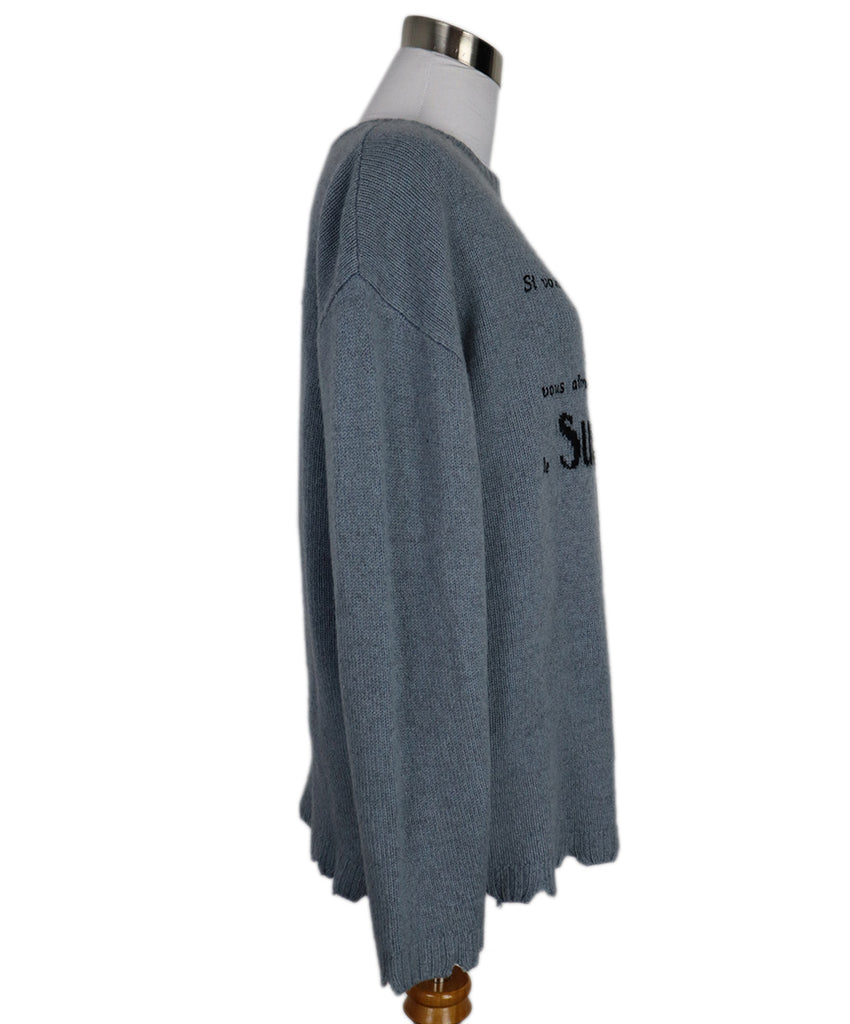 Christian Dior Blue & Black Print Cashmere Sweater 1